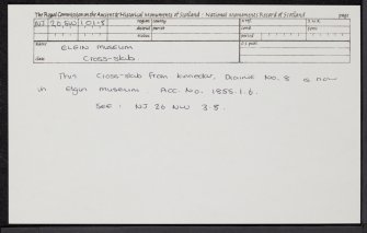 Elgin Museum, NJ26SW 101.8, Ordnance Survey index card, Recto