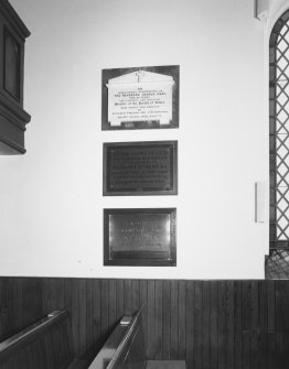 Interior. Memorial tablets. Detail.