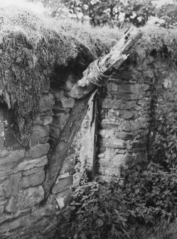 West wall of byre showing remains of cruck