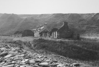 View of ruined cottages