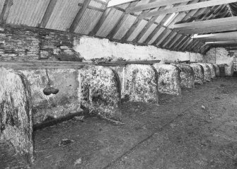 Interior: View of byre from S