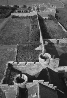 View from roof looking north west towards the Stables