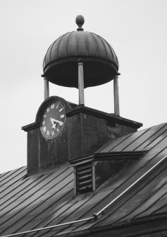 Detail of bellcote/ clock tower on top of former cooperage