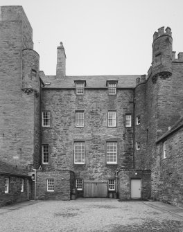 View of north face of castle from courtyard to north