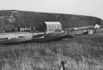 View of harbour and salmon boats