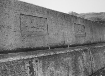 Lybster Harbour
An oblique view of two decorative panels of fishing boats cast into the concrete of the SW harbour wall