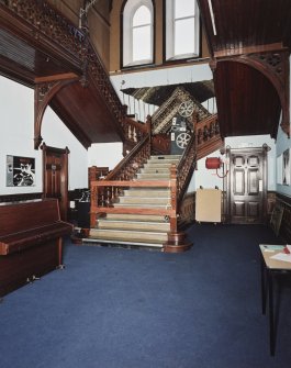 Interior. View of N wing  former Bishop's Palace  main stair from E