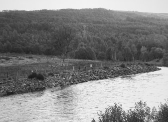 Revetment across river from power station, view from NW