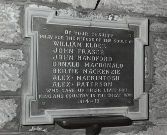 Interior. WWI war memorial plaque