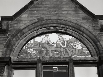 Detail of north west (left) panel on Academy Street frontage