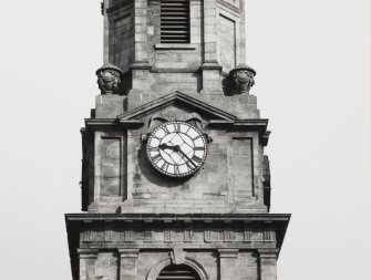 View of south facade: detail of clock face