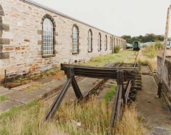 View from west along south side of Carriage Cleaning Depot