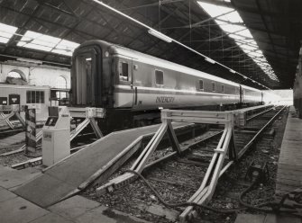 Interior view from west in Carriage Cleaning Depot, showing an Intercity Sleeper during 
cleaning