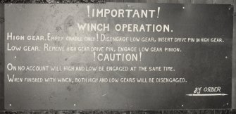 Slipway winch - detail of sign