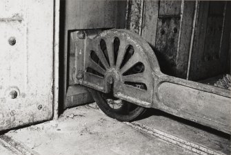 Detail of drying cabinet wheel in north east drying room