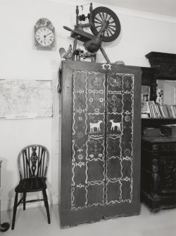 Interior. Detail of painted cupboard in kitchen