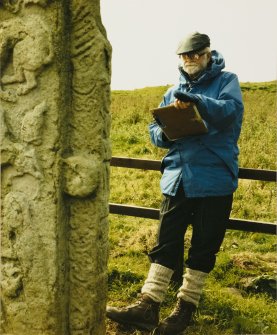 Ian G. Scott drawing an Early Christian cross.