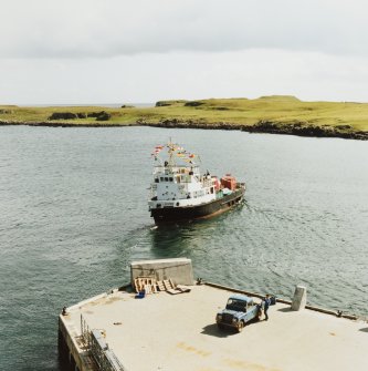 Canna harbour. Arrival of Lochmor ferry.