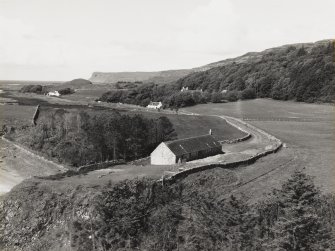 Canna, Coroghon (Coroghan) Barn and the Bothy. View from Coroghon Castle.