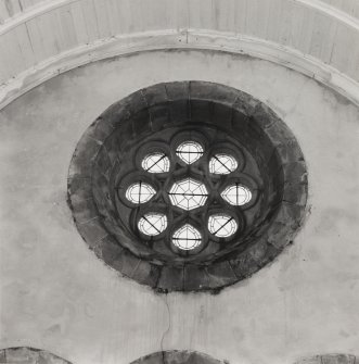 Sanday (Small Isles), Roman Catholic Church of St Edward the Confessor. Interior view of rose window in W gable.