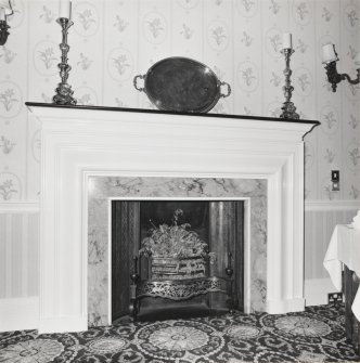 Dining room, fireplace, detail