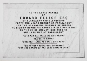 Interior. Detail of memorial to Edward Ellice.