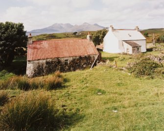 View from E showing the croft house and the Rum Cuillin.