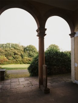 View of garden from The Lodge entrance loggia