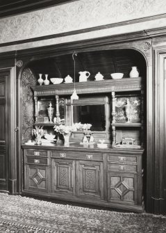 Kinlochmoidart House. Dining room, detail of south east central arch and sideboard.