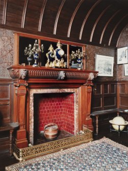 Kinlochmoidart House. Dining room, detail of fireplace.