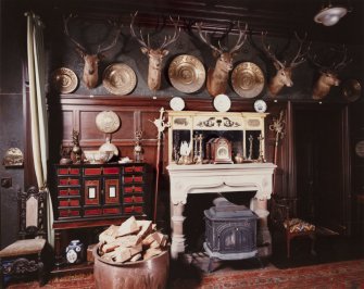 Kinlochmoidart House. Hall, detail of fireplace