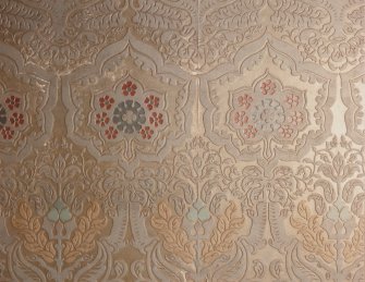 Kinlochmoidart House. Hall, principal floor, detail of wallpaper