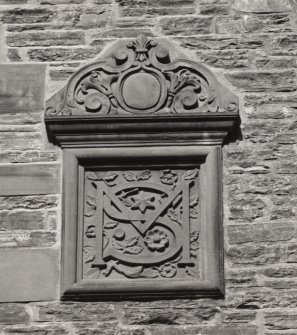 Kinlochmoidart House. South facade, detail of carved panel.