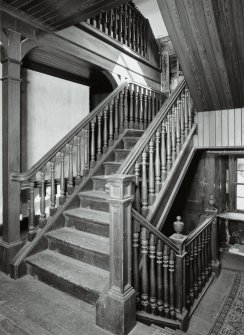 First floor, back stair, view from W