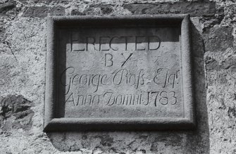 Detail view of inscription on South wall