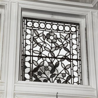 First floor, former billiard room, stained glass window, detail