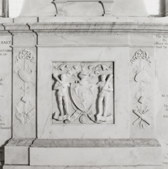Fearn Abbey, interior.  Detail of Coat of Arms on Ross monument.