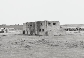 Fearn Airfield, SE technical area.  Brick and concrete technical building, view from SW showing rear elevation.