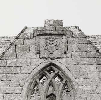 Fearn Abbey.  Ross aisle, detail of Ross armorial, North gable.