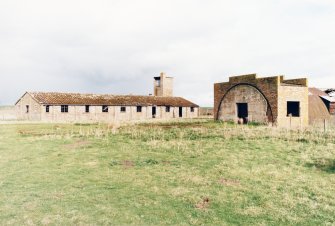 Fearn Airfield, Loans of Tullich accommodation camp.  Hospital block and remains of possible recreation blocks from NW.  Recreation block has been uilt from two large NIssen huts joined by a brick built central block.i