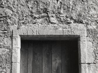 Detail of lintel above door on west gable