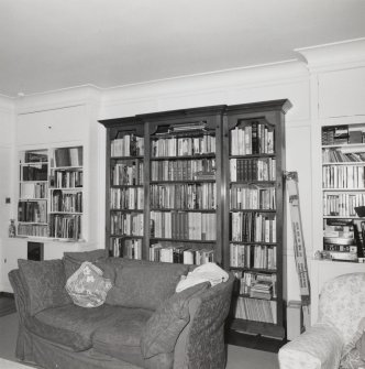 Interior. Sitting room, detail of bookcases