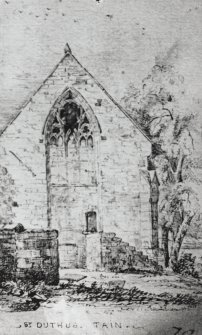 Photographic copy of sketch depicting gable.