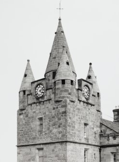 Detail of Parapet and Clock on Steeple