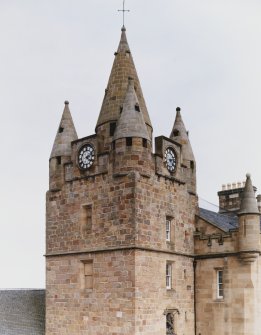 Detail of Parapet and Clock on Steeple