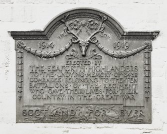 Detail of Seaforth Highlanders commemorative plaque on Steeple
