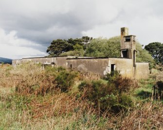Tain Airfield Operations block, view from SE showing ventilation tower and entrance to engine room at E end.