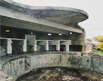 View from S of western World War II 6-inch gun-emplacement and gun pit showing canopy and part of holdfast.