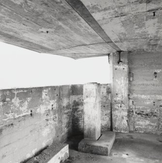 Interior view showing canopy, rangefinder pedestal and position of removed steel support beam.