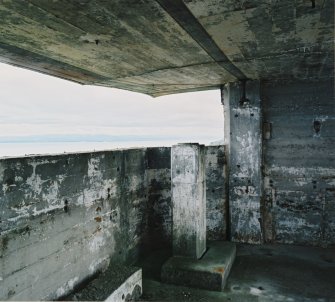 Interior view showing canopy, rangefinder pedestal and position of removed steel support  beam